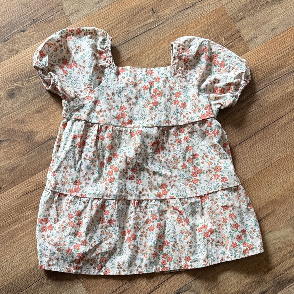 Charming Floral Puff Sleeve Kids Blouse